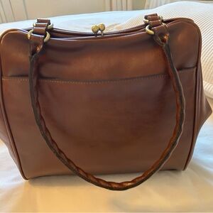 Patricia Nash “Kalivia” Frame Handbag.  Cognac color.  New.